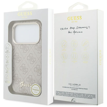 Coque MagSafe pour Apple iPhone 17 Pro Max, Guess, Logo Script 4G, Rose