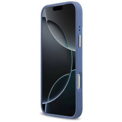 Étui MagSafe pour Apple iPhone 17 Pro Max, Guess, 4G Strass Logo avec grande sangle, Bleu