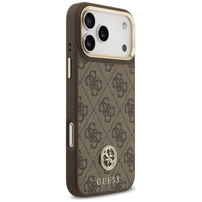MagSafe Case for Apple iPhone 17 Pro Max, Guess, 4G Strass Logo with Big Strap, Brown