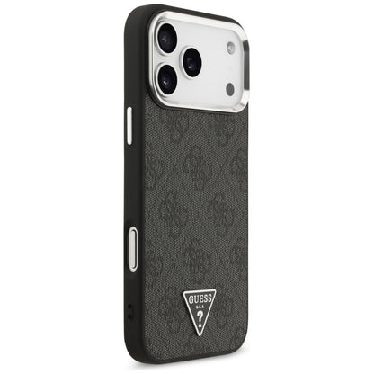 Étui MagSafe pour Apple iPhone 17 Pro Max, Guess, logo Triangle 4G, Noir Argenté