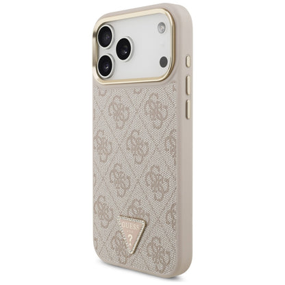 Étui MagSafe pour Apple iPhone 17 Pro Max, Guess, logo Triangle 4G avec grande bandoulière, Rose