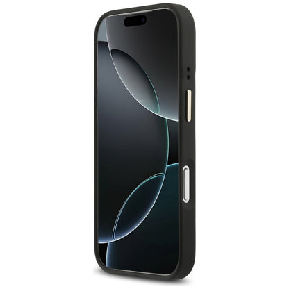 MagSafe Case for Apple iPhone 17 Pro Max, Guess, 4G Triangle Logo with Stand Camera, Black Gold