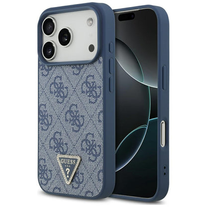 Étui MagSafe pour Apple iPhone 17 Pro Max, Guess, 4G Triangle Strass, Bleu