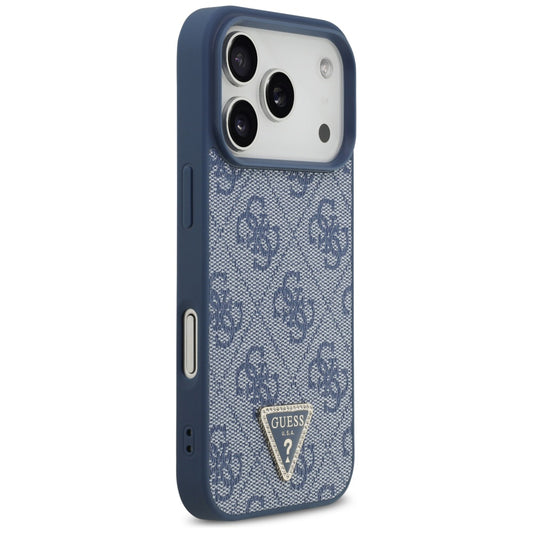 Étui MagSafe pour Apple iPhone 17 Pro Max, Guess, 4G Triangle Strass, Bleu