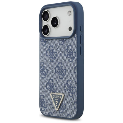 Étui MagSafe pour Apple iPhone 17 Pro Max, Guess, 4G Triangle Strass, Bleu