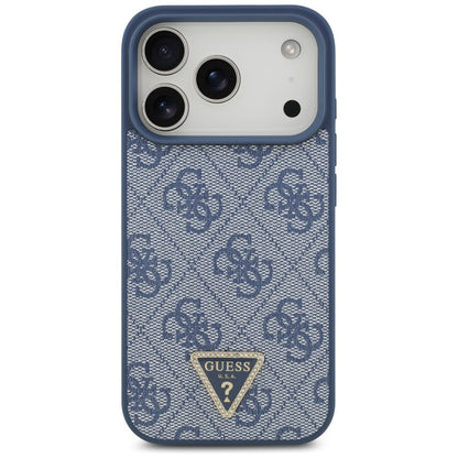 Étui MagSafe pour Apple iPhone 17 Pro Max, Guess, 4G Triangle Strass, Bleu