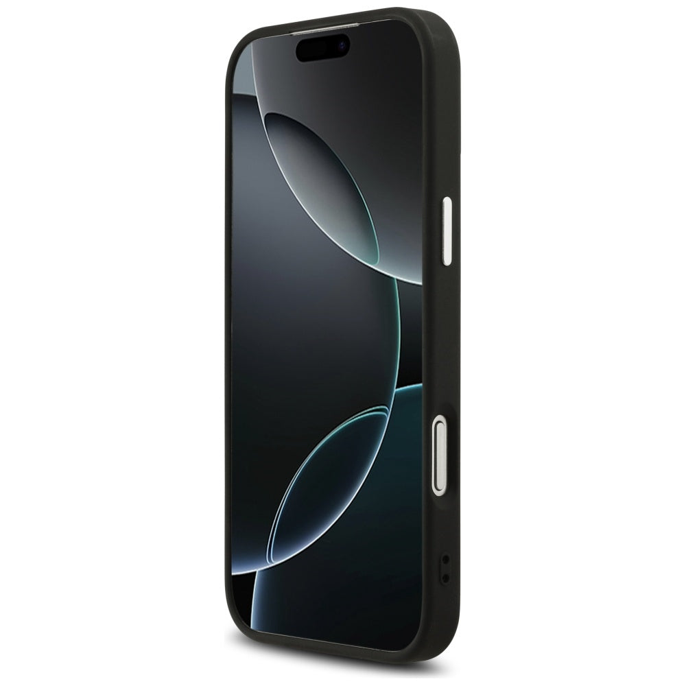 Coque MagSafe pour Apple iPhone 17 Pro Max, Guess, Logo Triangle Pailleté, Noire