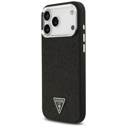 Coque MagSafe pour Apple iPhone 17 Pro Max, Guess, Logo Triangle Pailleté, Noire