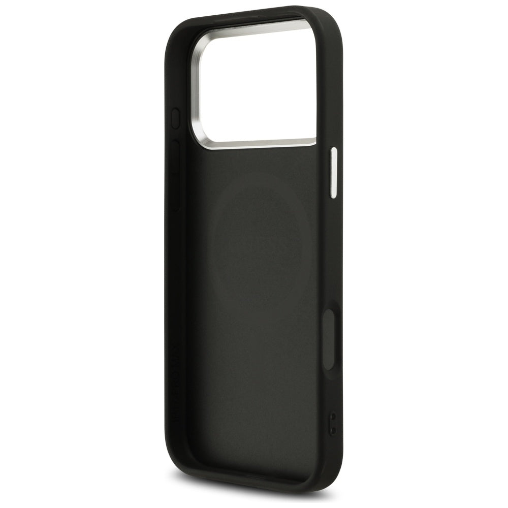 Coque MagSafe pour Apple iPhone 17 Pro Max, Guess, Logo Triangle Pailleté, Noire