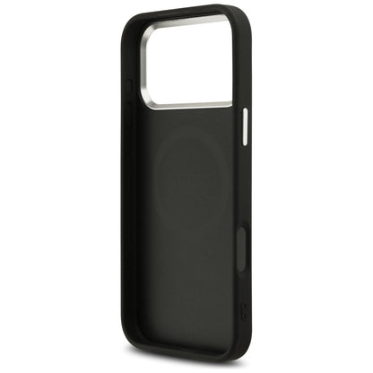 Coque MagSafe pour Apple iPhone 17 Pro Max, Guess, Logo Triangle Pailleté, Noire