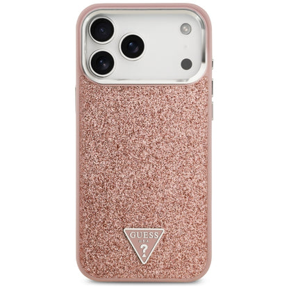 MagSafe Case for Apple iPhone 17 Pro Max, Guess, Glitter Triangle Logo, Pink