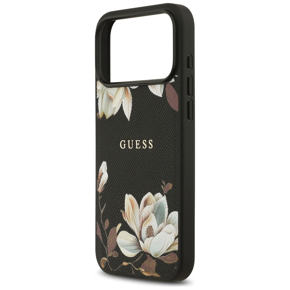 Étui MagSafe pour Apple iPhone 17 Pro Max, Guess, Grained Flowers, Noir