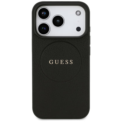 Étui MagSafe pour Apple iPhone 17 Pro Max, Guess, Grained Gold Ring, Noir