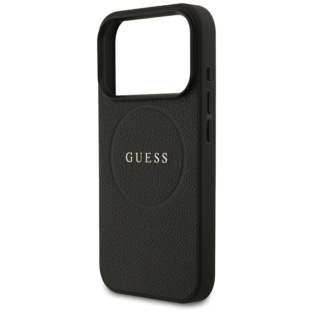 Étui MagSafe pour Apple iPhone 17 Pro Max, Guess, Grained Gold Ring, Noir