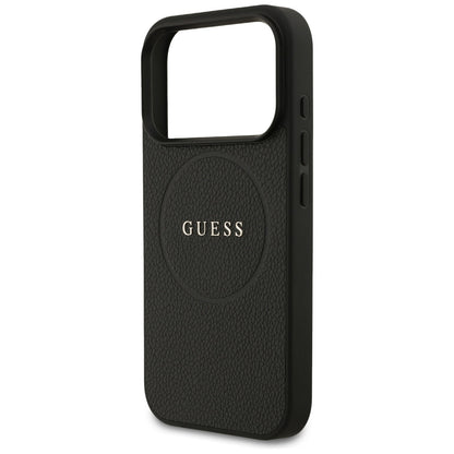 Étui MagSafe pour Apple iPhone 17 Pro Max, Guess, Grained Gold Ring, Noir