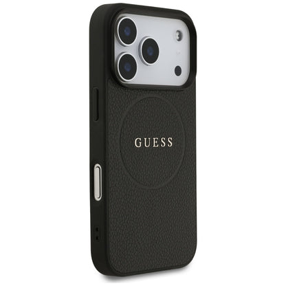 Étui MagSafe pour Apple iPhone 17 Pro Max, Guess, Grained Gold Ring, Noir