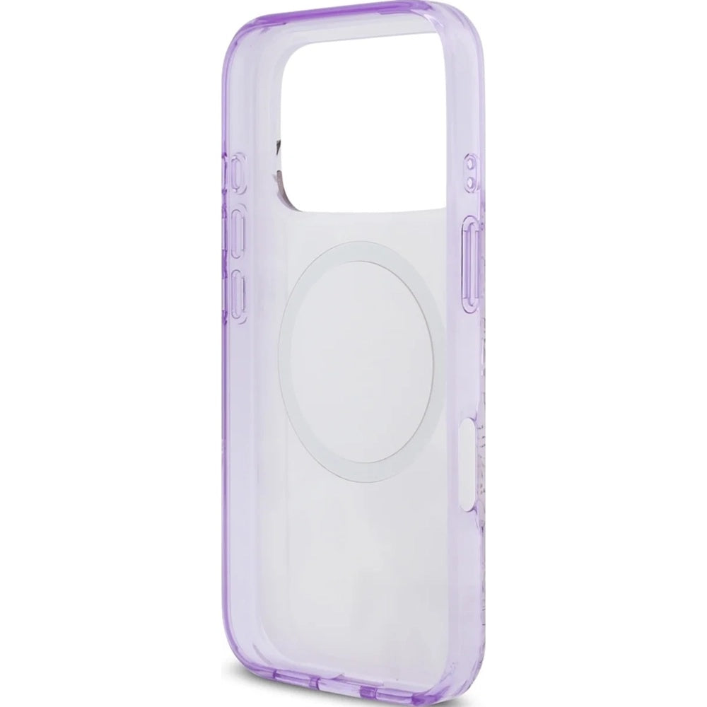 Étui MagSafe pour Apple iPhone 17 Pro Max, Guess, IML Flower & Tonal Circle, Violet