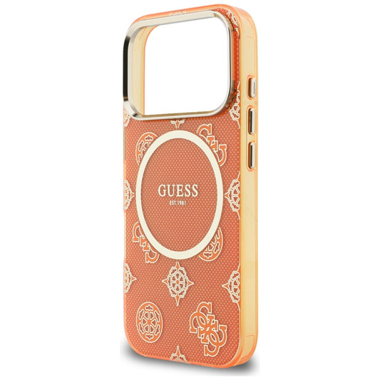 Coque MagSafe pour Apple iPhone 17 Pro Max, Guess, IML Peony Dot, Orange