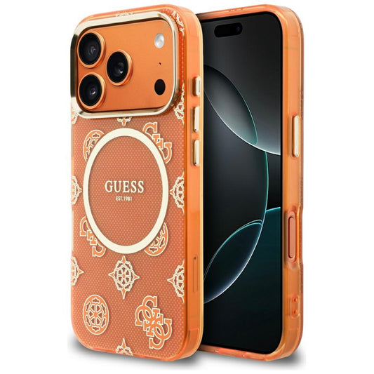 Coque MagSafe pour Apple iPhone 17 Pro Max, Guess, IML Peony Dot, Orange