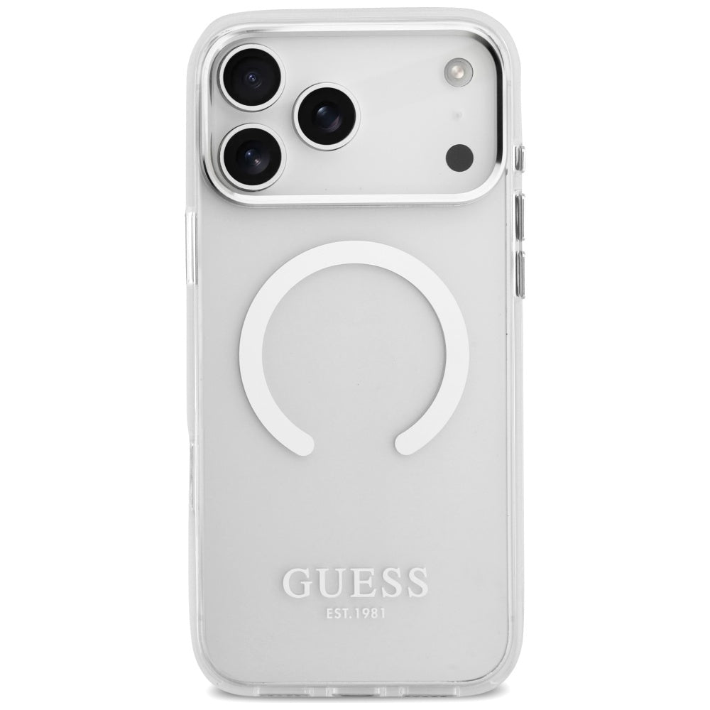 MagSafe Case for Apple iPhone 17 Pro Max, Guess, Metal Outline, Silver