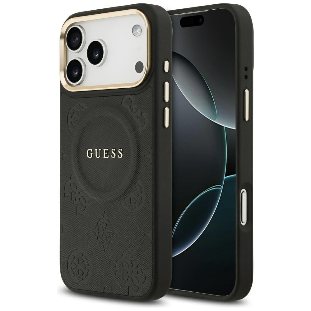 Coque MagSafe pour Apple iPhone 17 Pro Max, Guess, Peony Hot Stamp, Noire