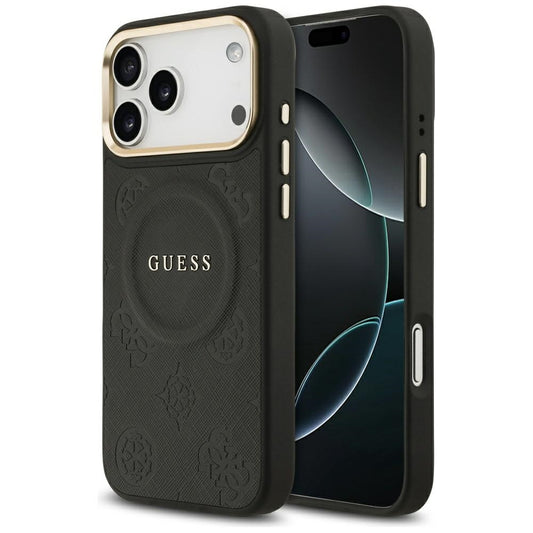 Coque MagSafe pour Apple iPhone 17 Pro Max, Guess, Peony Hot Stamp, Noire