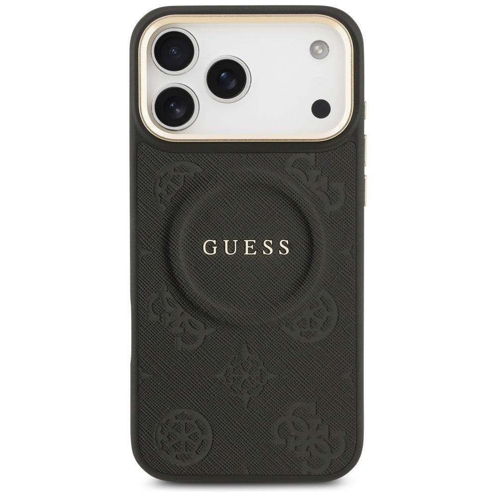 Coque MagSafe pour Apple iPhone 17 Pro Max, Guess, Peony Hot Stamp, Noire