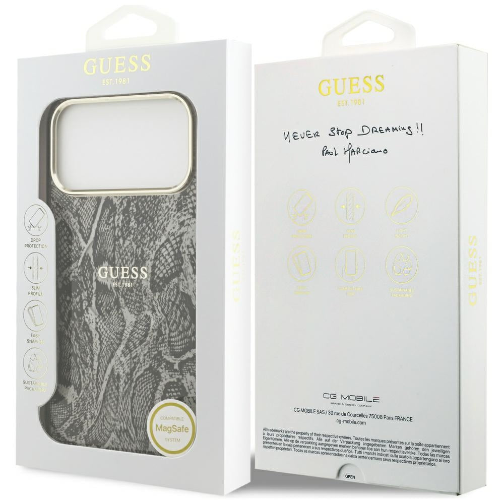 MagSafe Case for Apple iPhone 17 Pro Max, Guess, Python Pattern, Black