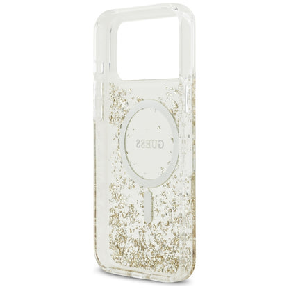 Coque MagSafe pour Apple iPhone 17 Pro Max, Guess, Resin Bottom Glitter, Dorée