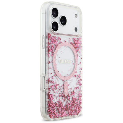 MagSafe Case for Apple iPhone 17 Pro Max, Guess, Resin Bottom Glitter, Pink