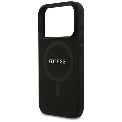 Coque MagSafe pour Apple iPhone 17 Pro Max, Guess, Saffiano Classic Logo, Noire