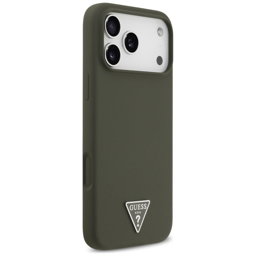 Étui MagSafe pour Apple iPhone 17 Pro Max, Guess, Logo Triangle, Kaki