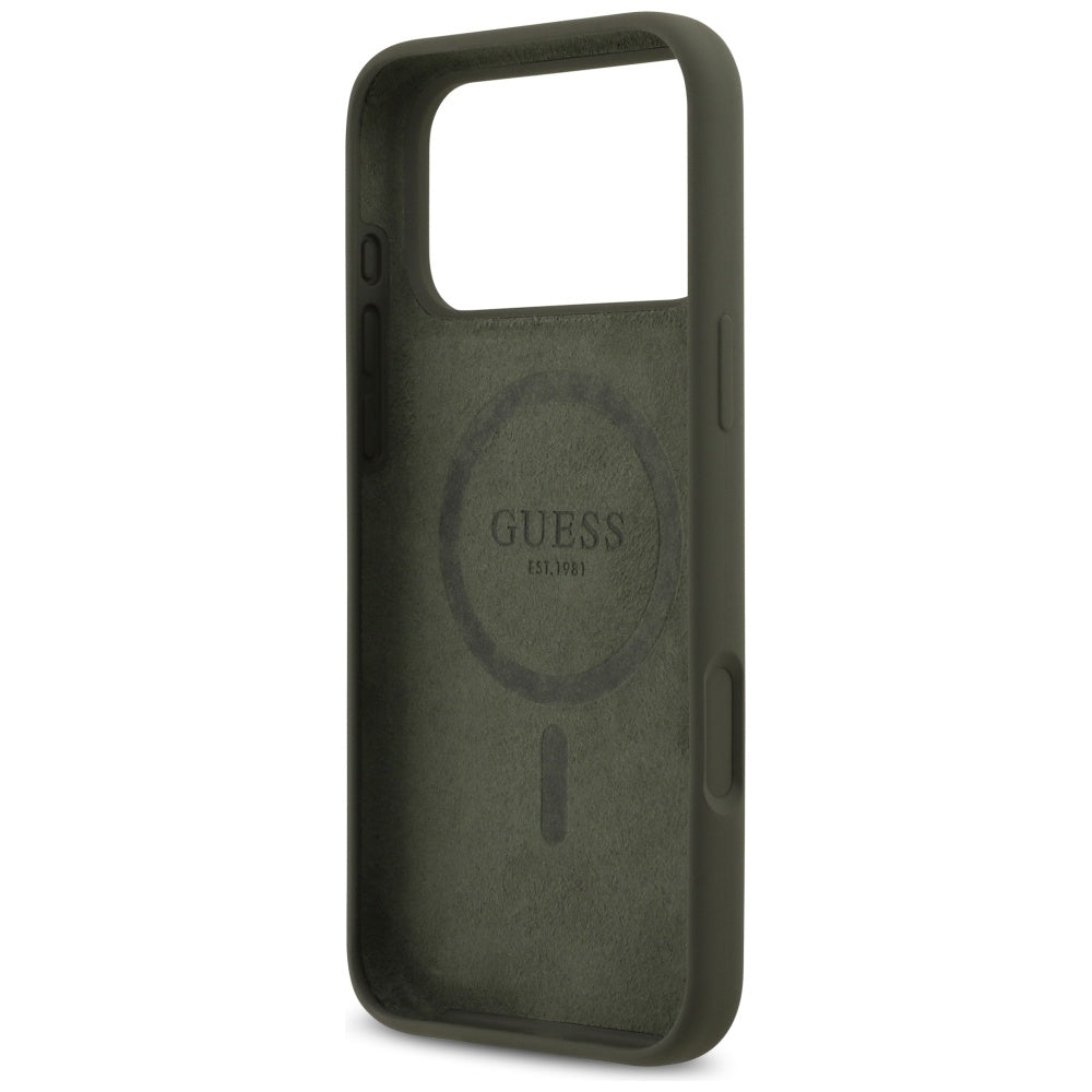Étui MagSafe pour Apple iPhone 17 Pro Max, Guess, Logo Triangle, Kaki