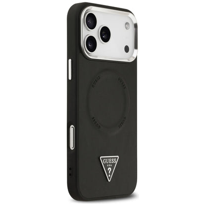 Coque MagSafe pour Apple iPhone 17 Pro Max, Guess, Logo Triangle, Noir Argenté