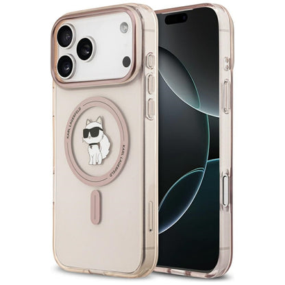 Coque MagSafe pour Apple iPhone 17 Pro Max, Karl Lagerfeld, IML Choupette, Rose
