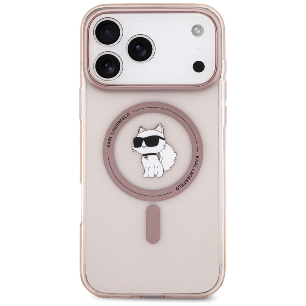 Coque MagSafe pour Apple iPhone 17 Pro Max, Karl Lagerfeld, IML Choupette, Rose
