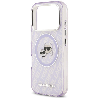 MagSafe Case for Apple iPhone 17 Pro Max, Karl Lagerfeld, IML Glitter Karl & Choupette's Heads, Purple
