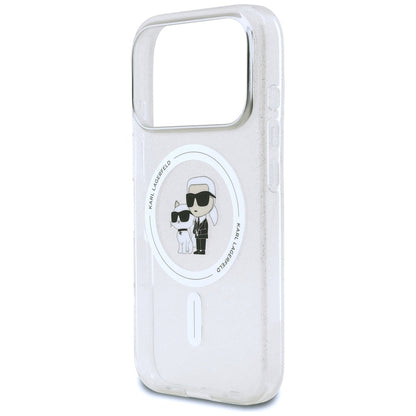 MagSafe Case for Apple iPhone 17 Pro Max, Karl Lagerfeld, IML Glitter Karl & Choupette, Transparent