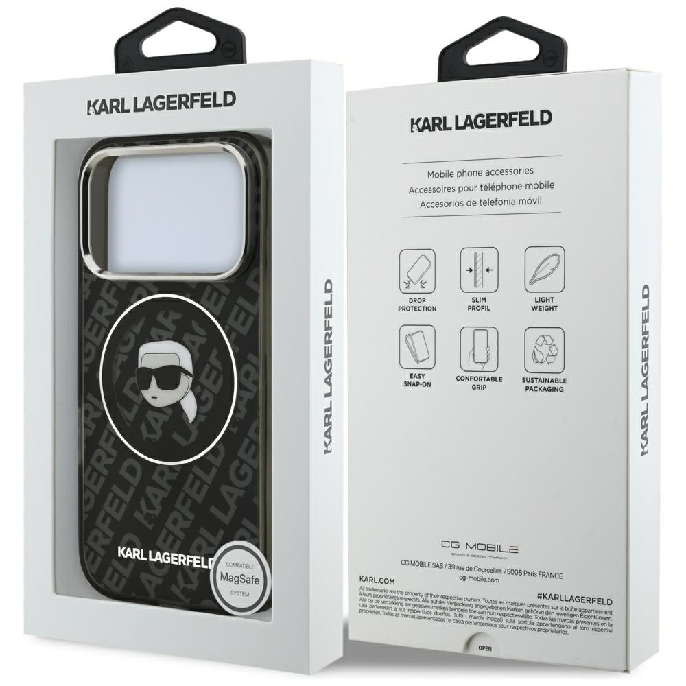 Housse MagSafe pour Apple iPhone 17 Pro Max, Karl Lagerfeld, IML Karl's Head, Noire