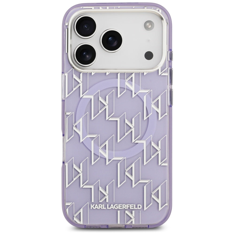Étui MagSafe pour Apple iPhone 17 Pro Max, Karl Lagerfeld, IML KL Monogram, Violet
