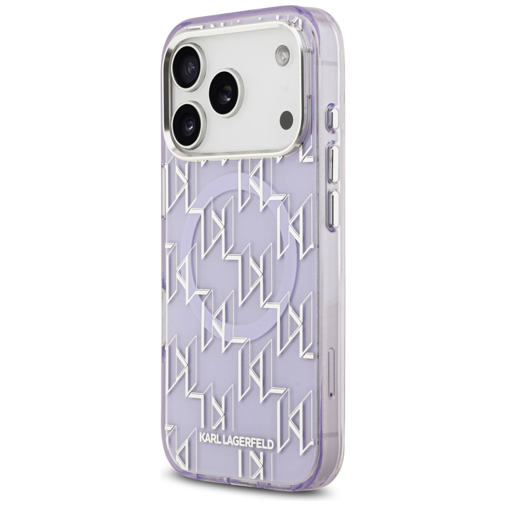 Étui MagSafe pour Apple iPhone 17 Pro Max, Karl Lagerfeld, IML KL Monogram, Violet