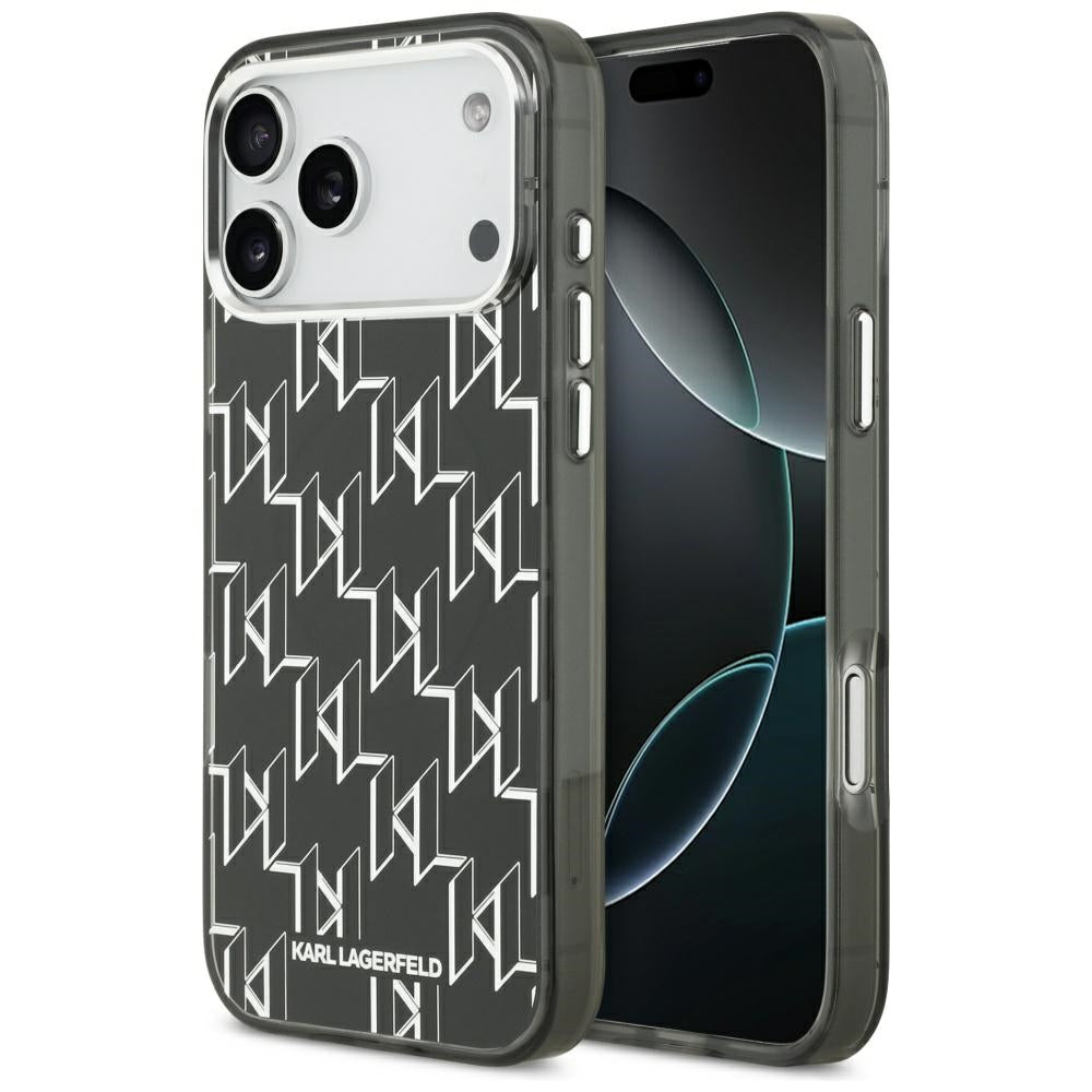 Étui MagSafe pour Apple iPhone 17 Pro Max, Karl Lagerfeld, IML KL Monogram, Noir