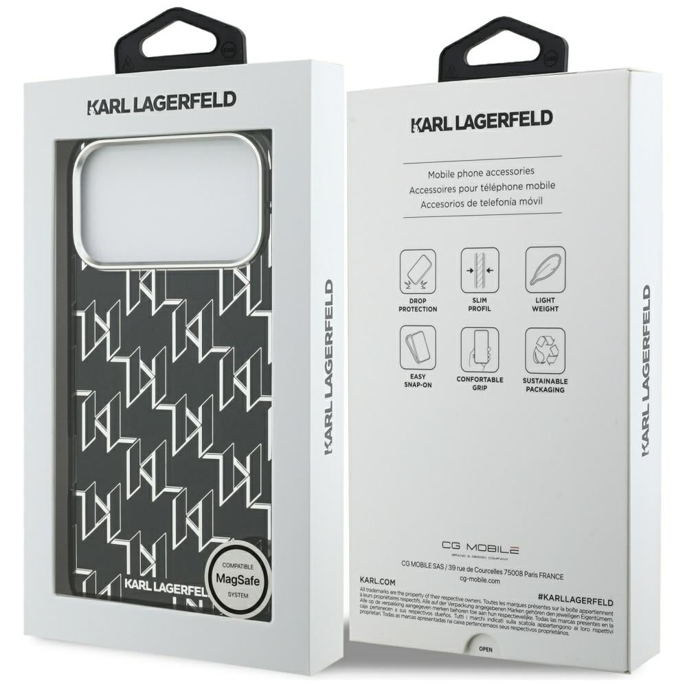 Étui MagSafe pour Apple iPhone 17 Pro Max, Karl Lagerfeld, IML KL Monogram, Noir