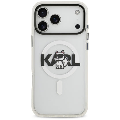 Housse MagSafe pour Apple iPhone 17 Pro Max, Karl Lagerfeld, IML Sketch Logo Choupette, Transparente