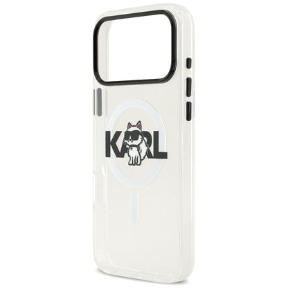 Housse MagSafe pour Apple iPhone 17 Pro Max, Karl Lagerfeld, IML Sketch Logo Choupette, Transparente