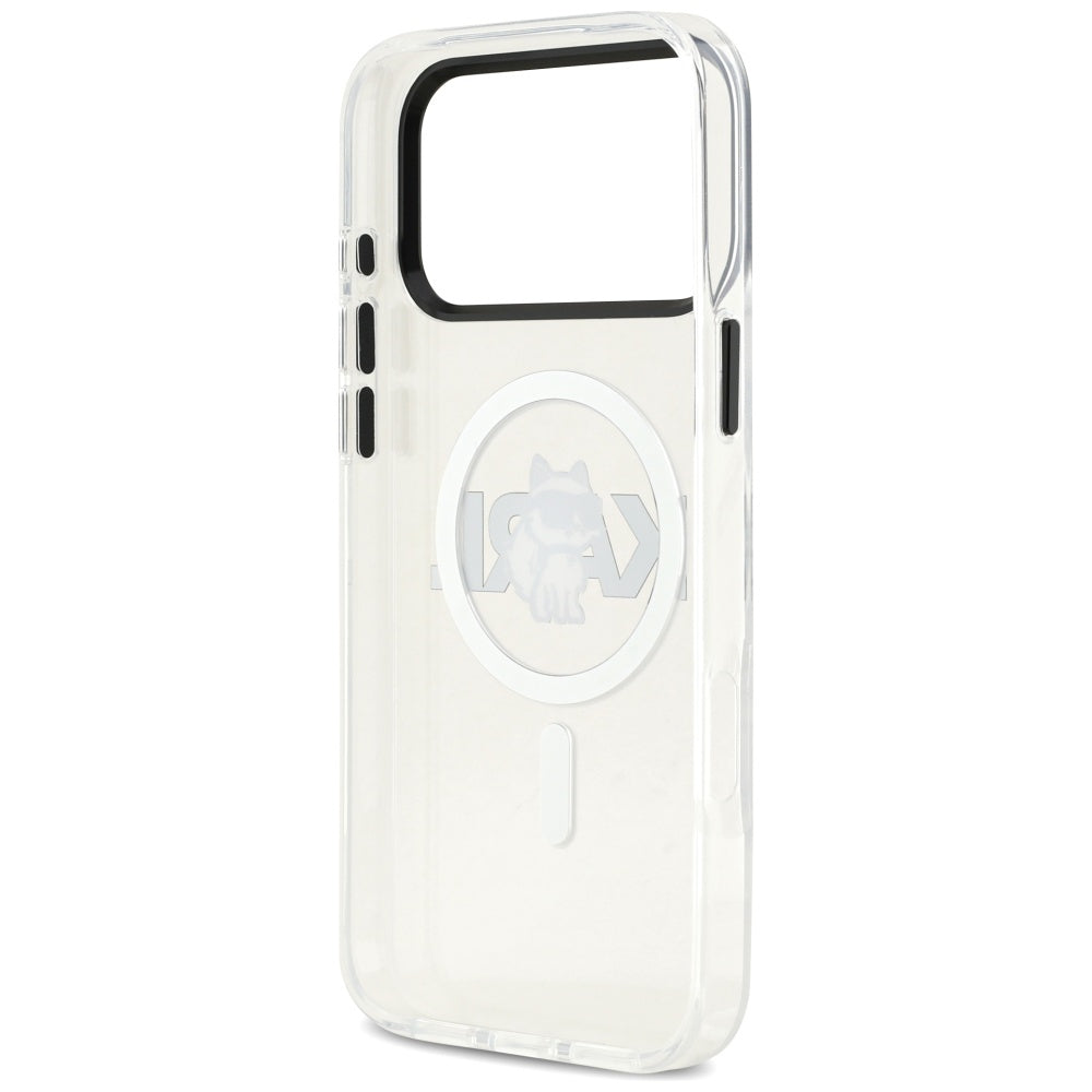 Housse MagSafe pour Apple iPhone 17 Pro Max, Karl Lagerfeld, IML Sketch Logo Choupette, Transparente