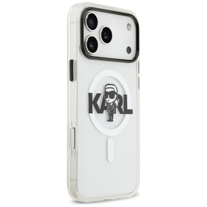 Coque MagSafe pour Apple iPhone 17 Pro Max, Karl Lagerfeld, IML Sketch Logo Karl, Transparente
