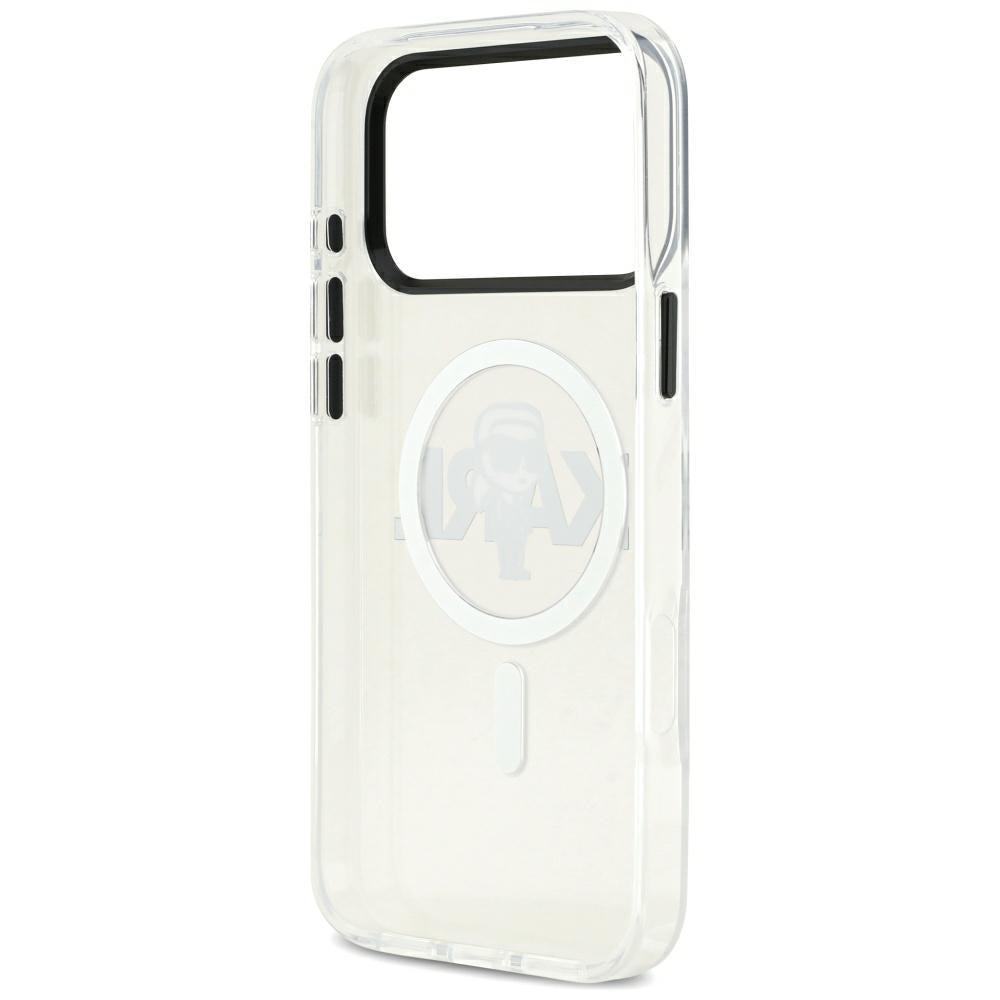 Coque MagSafe pour Apple iPhone 17 Pro Max, Karl Lagerfeld, IML Sketch Logo Karl, Transparente