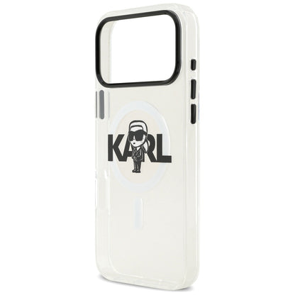 Coque MagSafe pour Apple iPhone 17 Pro Max, Karl Lagerfeld, IML Sketch Logo Karl, Transparente