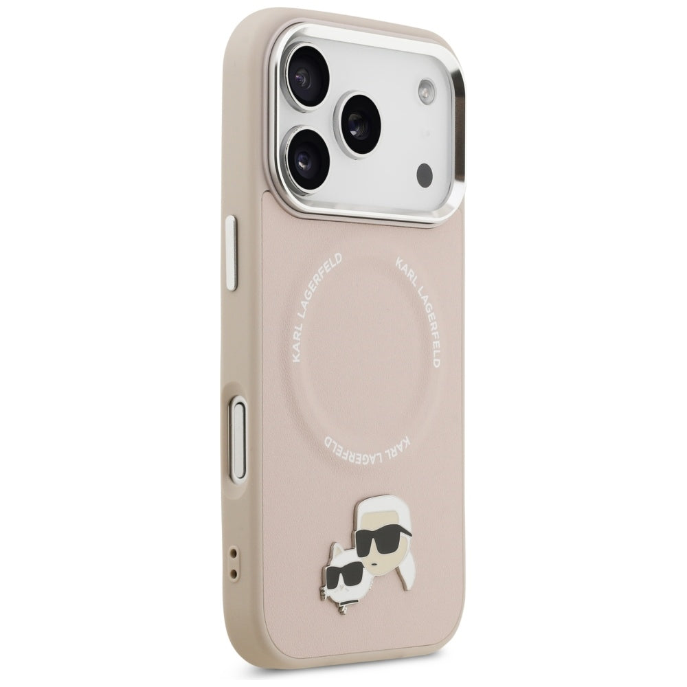 Coque MagSafe pour Apple iPhone 17 Pro Max, Karl Lagerfeld, Karl & Choupette Pins, Rose
